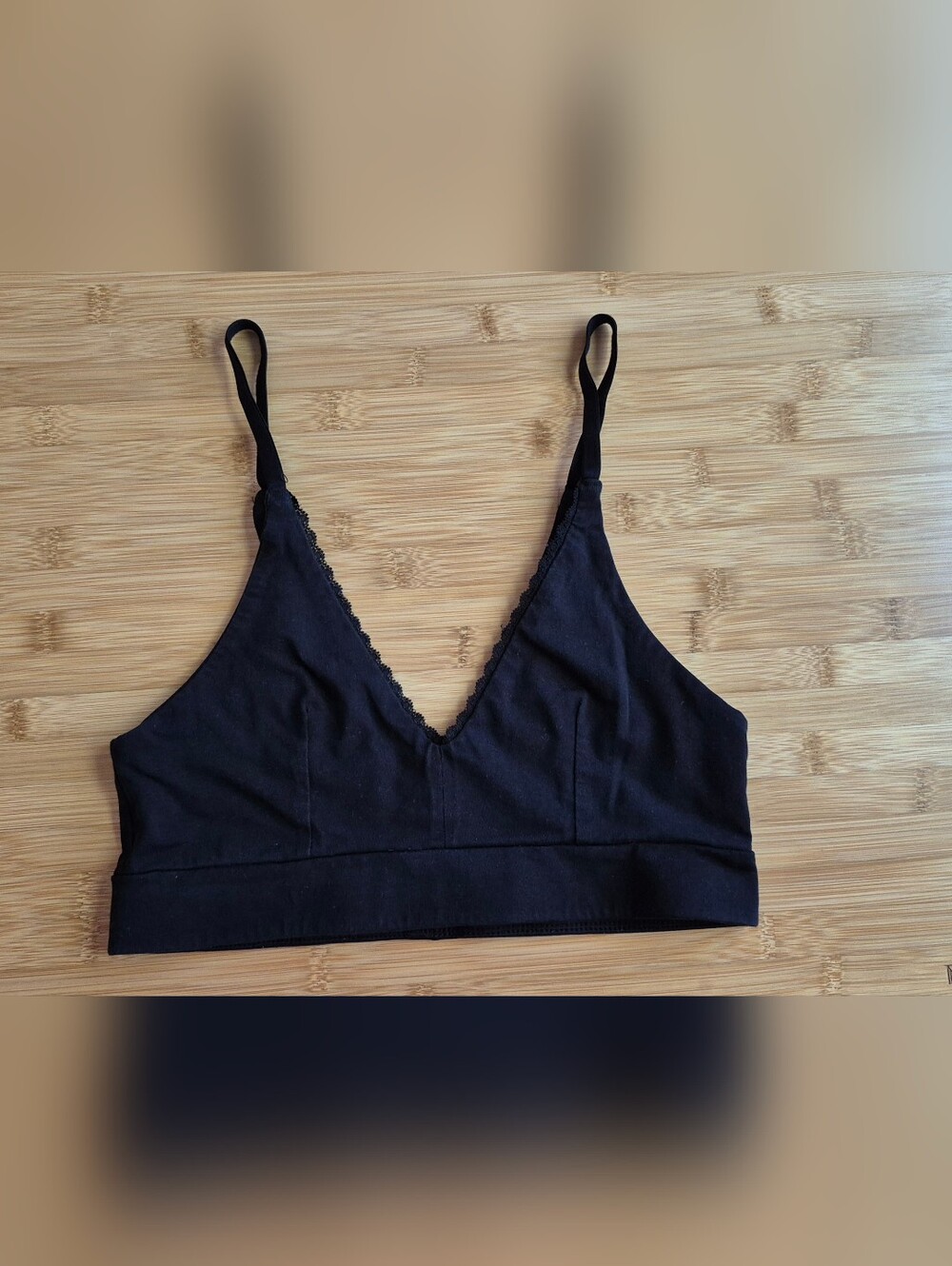 Pact Organic Cotton Bralette with Lace Trim - Black